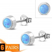Synthetic Opal Silver Stud Earrings, e426st